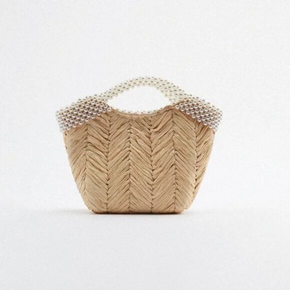 Zara Faux Pearl Bead Basket Bag - Picture 2 of 11
